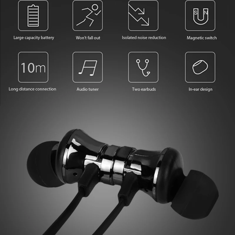 Беспроводной Bluetooth наушники IPX5 Водонепроницаемый Спорт гарнитура MagneticNeckband Шум