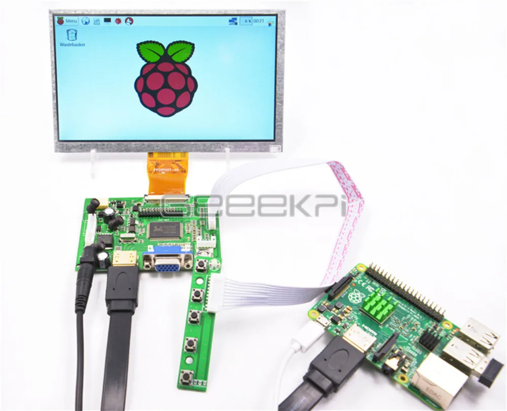 GeeekPi Raspberry Pi 7 дюймов с высоким разрешением 800*480 TFT ЖК-дисплей экран монитор с платой драйвера для Raspberry Pi/Windows