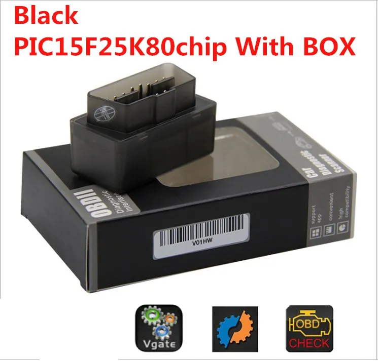 Лучший ELM327 V1.5 Bluetooth с PIC18F25K80 чип OBD2 адаптеры для бортовой диагностики, версия II сканер поддерживать протоколы OBD II elm 327 bluetooth V1.5