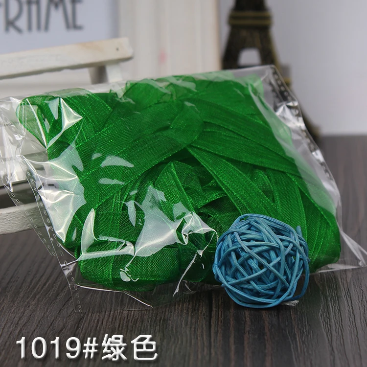 10 м/лот 1 см прозрачные шифоновые ленты из органзы DIY ручной работы товары для рукоделия подарочная упаковка украшения белые ленты - Цвет: Зеленый
