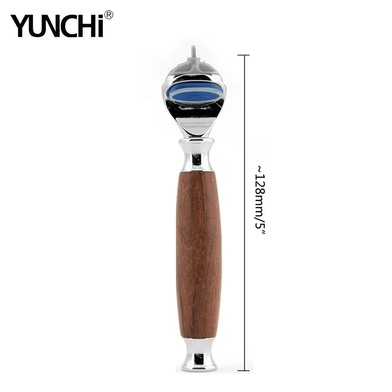 Мужская бритва yunchi с ручкой для бритья Fusion, бритвенные лезвия, смола, деревянная ручка, ручная бритва, только держатель для бритвы(без бритвы