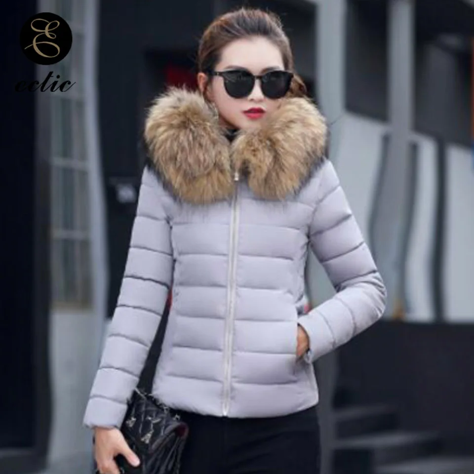Silver Down Jacket Ropa Mujer Invierno 2021 Kawaii Coat  Pink Jacket Fur Collar Winter Korean Fashion Clothing Slim Jacket