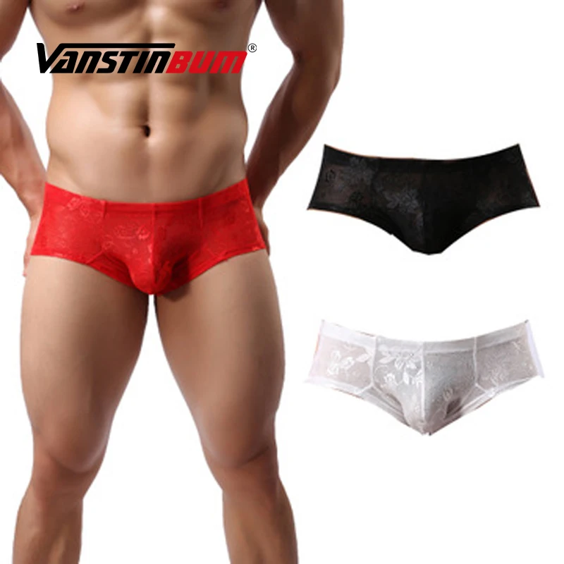 Сексуальные мужские кружевные шорты Трусы шортики ультра тонкие дышащие Мужские