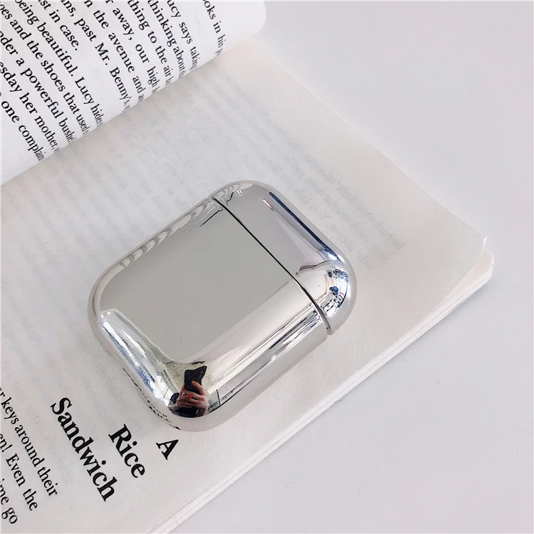 Серебристый Чехол для AirPods, роскошный позолоченный Жесткий Чехол, Bluetooth, беспроводной Чехол для наушников для iPhone, наушники Air pods, 2 зарядного устройства - Цвет: Серебристый