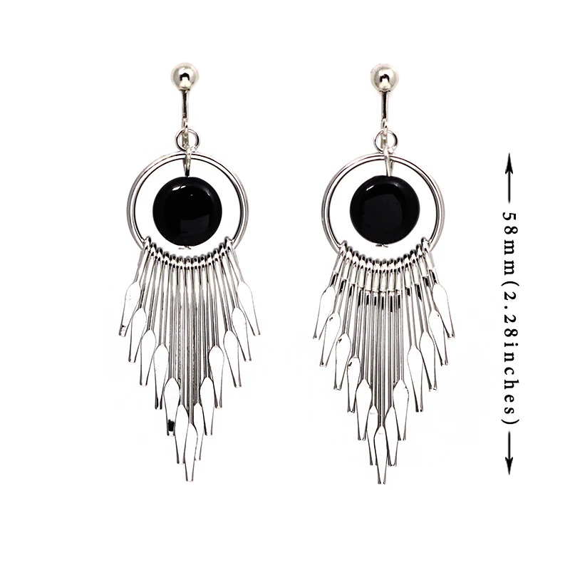 Модные металлические кисточки серьги без отверстия клипсы для ушей