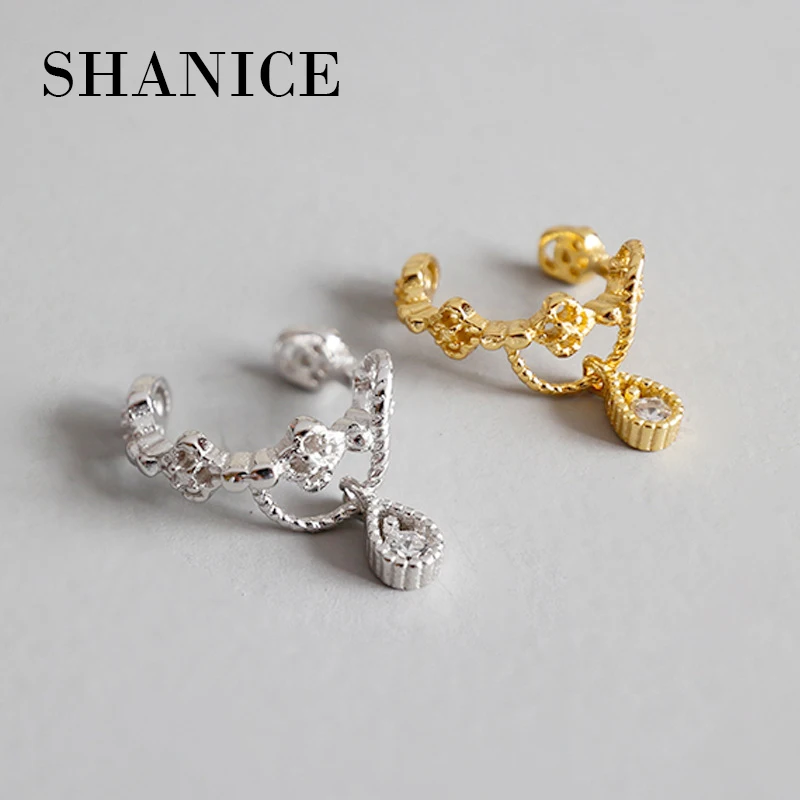 SHANICE, Кафф для ушей, микро, pave cz, клевер, манжета, 925 Стерлинговое Серебро, Микс, три цвета, не прокалывается, стек, маленький размер, серьги для маленьких девочек