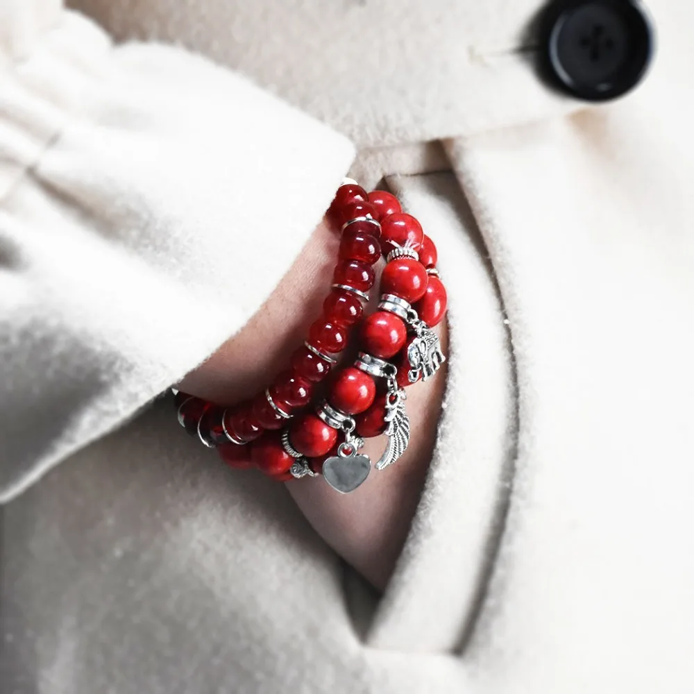 Браслет в стиле панк из смолы с камнями и бусинами женские браслеты для женщин