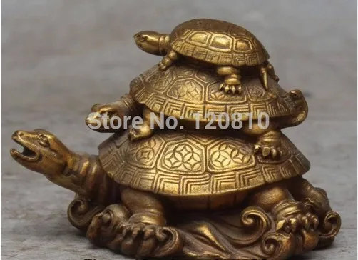 YM 324 5" Chinese Bronze Auspicious Feng Shui Wealth Animal 3 Turtle tortoise Statue | Дом и сад