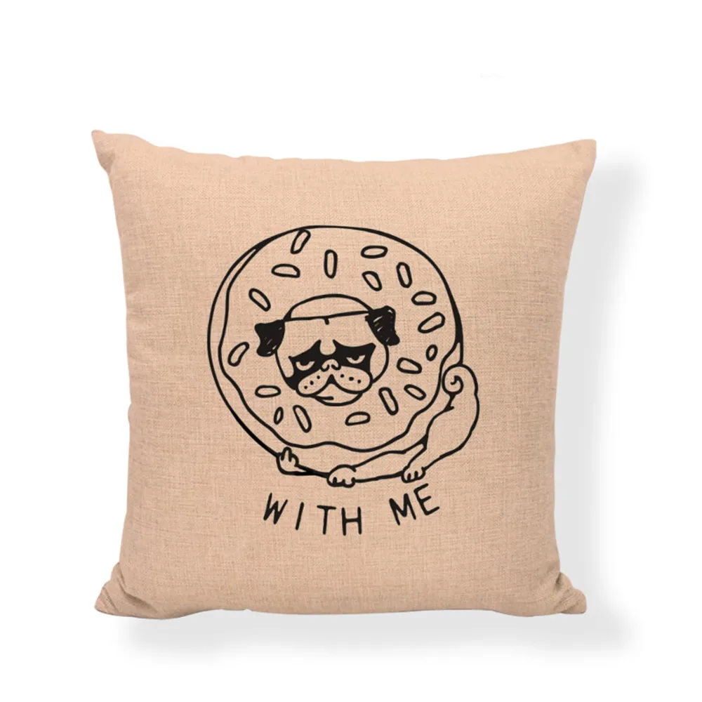 Лосось суши мягкая собака щенок Мопс милый чехол для подушки с кошкой конус