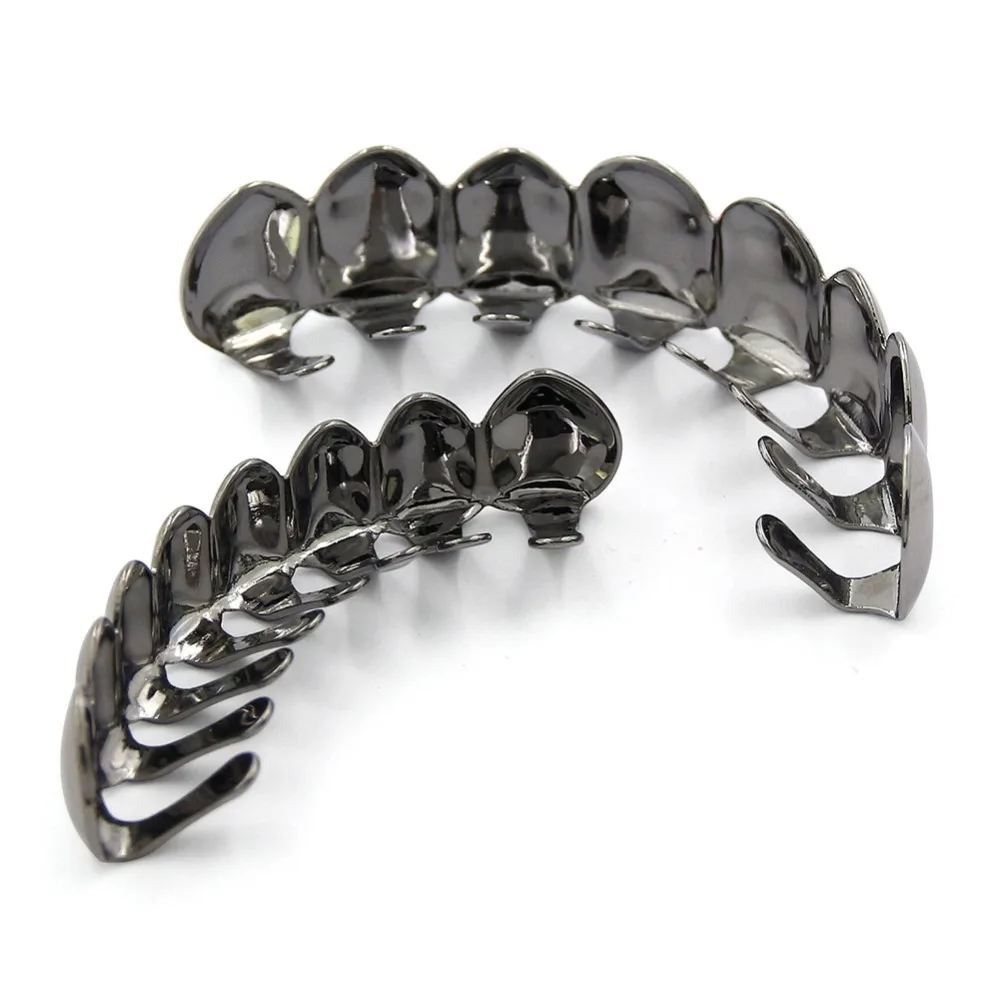 Golden Silver Plated 8 Top Bottom Vampire Teeth Protector Hip Hop Grills Cap For Halloween Christmas Party | Украшения и