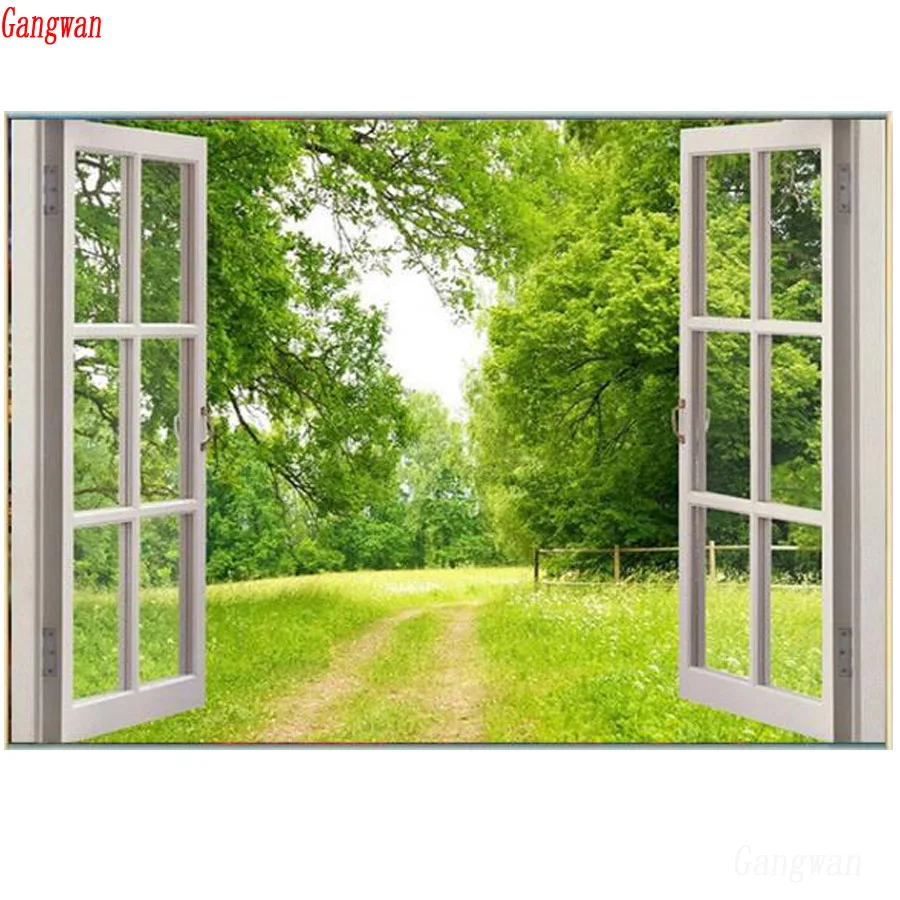 Алмазная картина зеленое дерево полная квадратная круглая вышивка продажа 5D