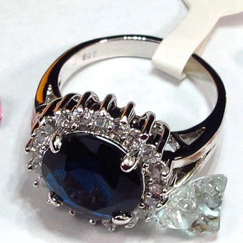 SHUNXUNZE очаровательные свадебные кольца в стиле бохо ювелирные изделия и аксессуары для женщин Альянс темно-синий кубический цирконий родиевое покрытие R144 Размер 6