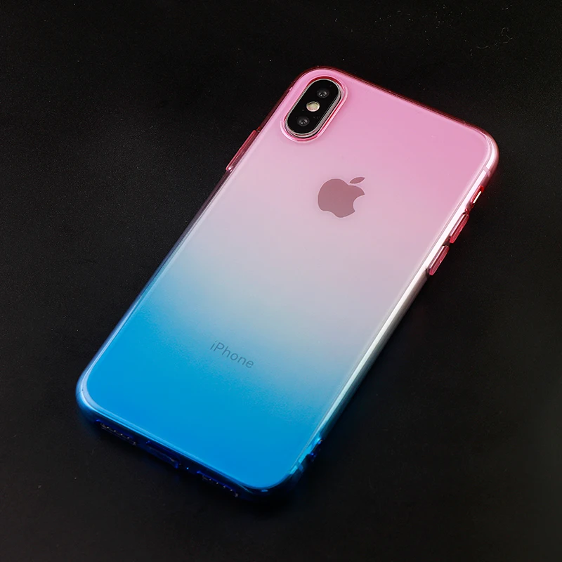 Fashion Gradient Phone Cases for iPhone X XS MAX XR 6 s 7 8 Plus Fitted Case Soft Silicone Mobile Cell Covers Accessories | Мобильные