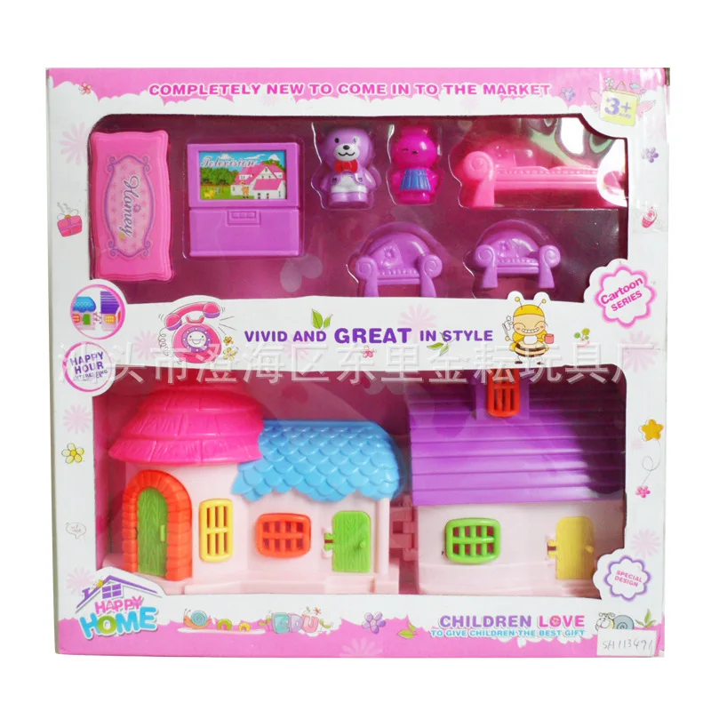 Игрушечный домик для девочек имитация мебели комнаты вилла натуральный дом