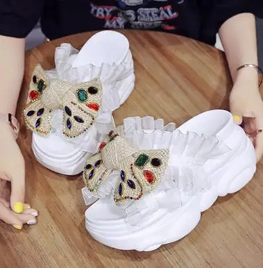 Тапочки с узелком бабочкой для лета модная одежда новинка европейский стиль