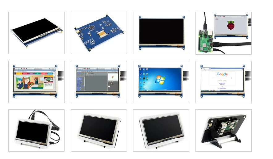 Waveshare Raspberry Pi 3 Model B+, комплект разработчика, 7 дюймов HDMI ЖК-дисплей(C), двухцветная Кольцевая вспышка чехол, карта памяти Micro SD 16 GB, Мощность адаптер