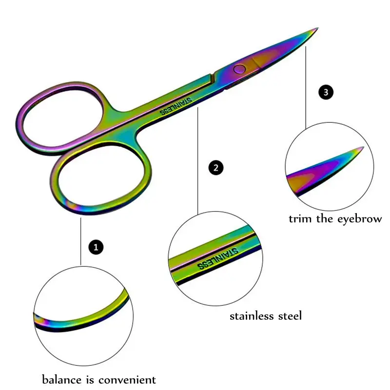 1 шт. Красочные нос удаления волос Макияж Маникюр Нержавеющая сталь Радуга брови