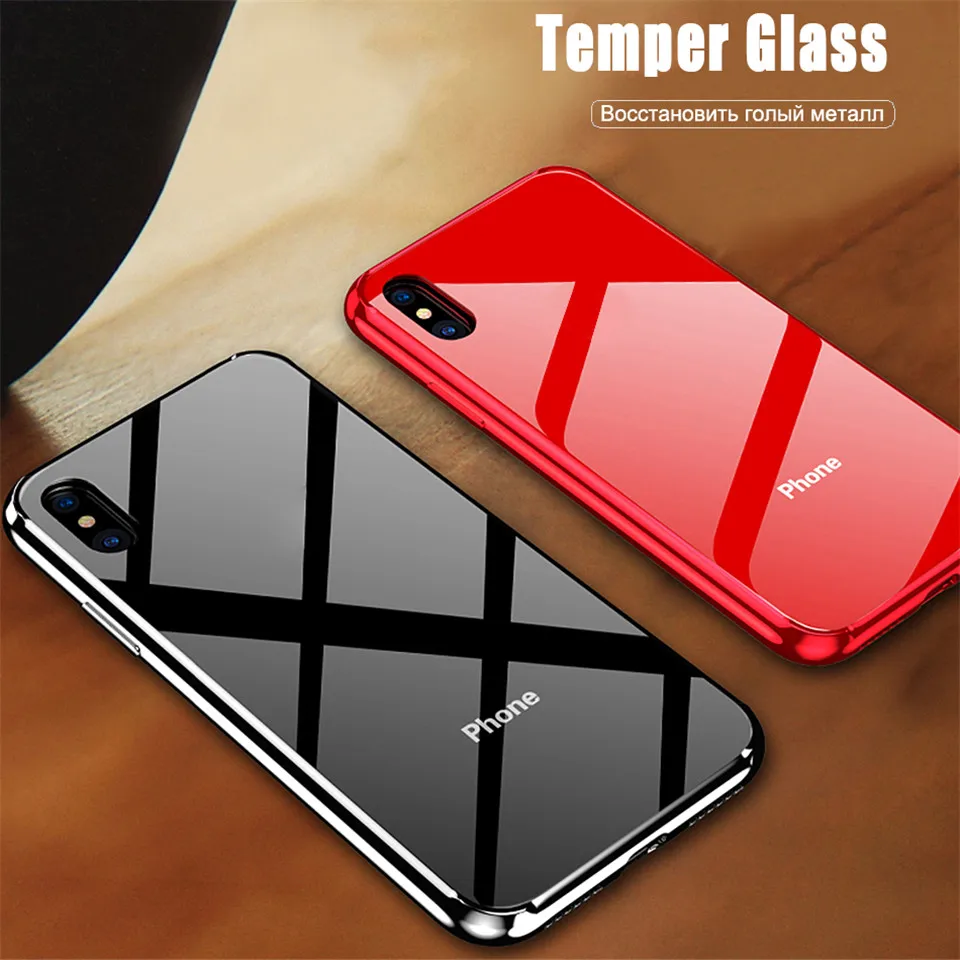 Противоударный чехол из закаленного стекла для iPhone 7 Plus 7 Plus 8 8Plus 6s iPhone7 iPhone8 чехол для Coque iPhone XS MAX XR 10 стеклянный чехол