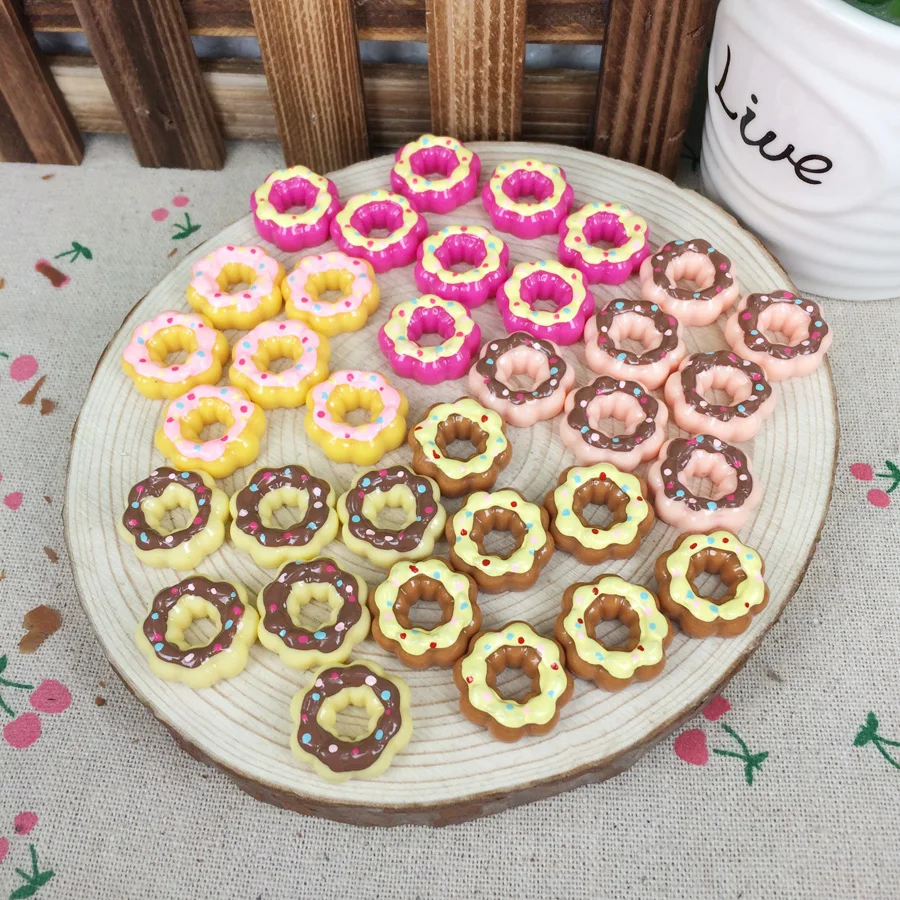 Смешанные 5 цветов Kawaii плоские &quotсделай сам&quot миниатюрная еда Dount смола кабошон