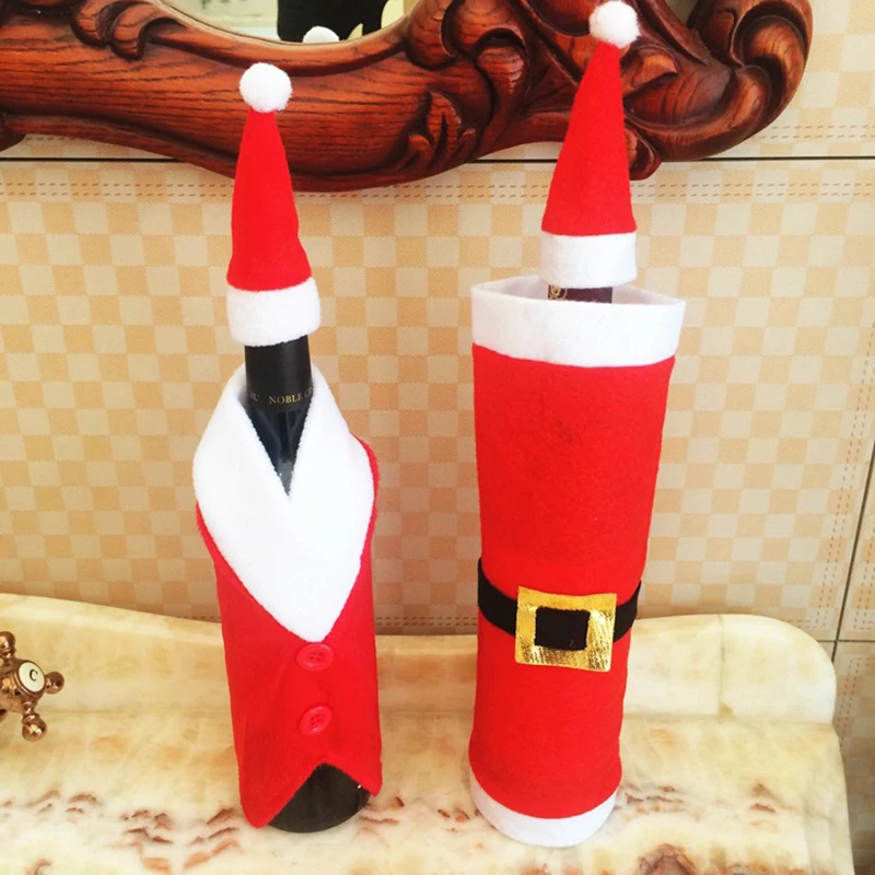 

GQIYIBBEI Party Holiday DIY Decorate Christmas Wine Set Button Belts Hat Man Woman Clothes Gift Wedding Candy Bag