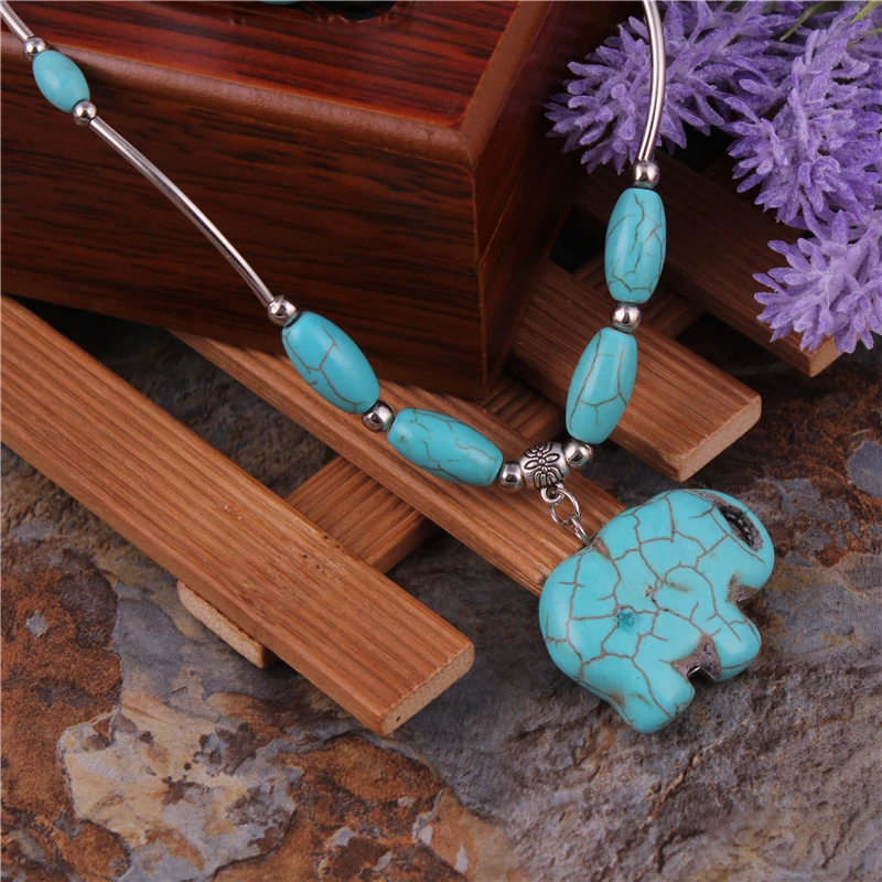 Женское Ожерелье из слона этническое цыганское серебряное с камнями|elephant pendant