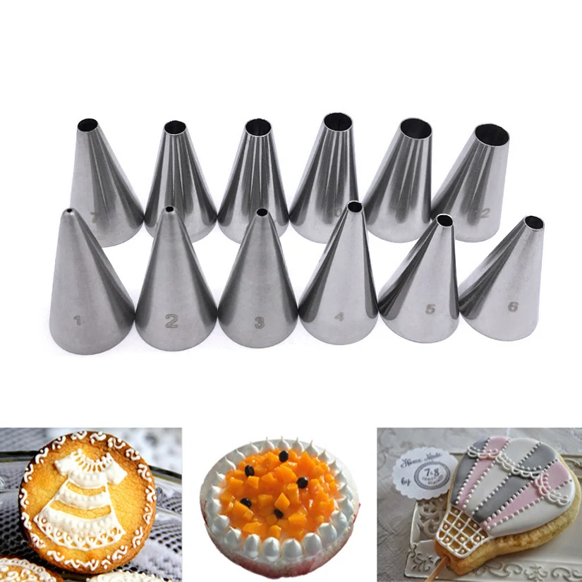 

Wholesale 10 pcs/lot Small Round Tips Cream Cupcake Pastry Nozzles Fondant Cake Decorating Icing Piping Tips Baking Tools