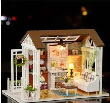 Симпатичный номер кукольный дом Миниатюрный DIY домик с деревянная мебель для