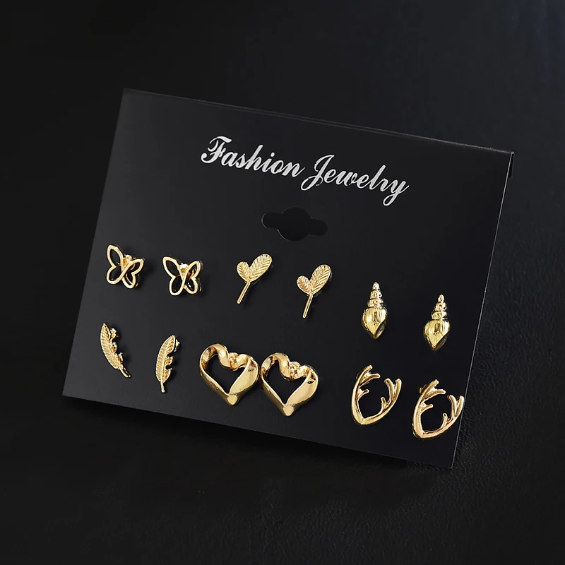 Серьги гвоздики в форме сердца с цирконом 12 парт/компл.|Серьги-гвоздики| |