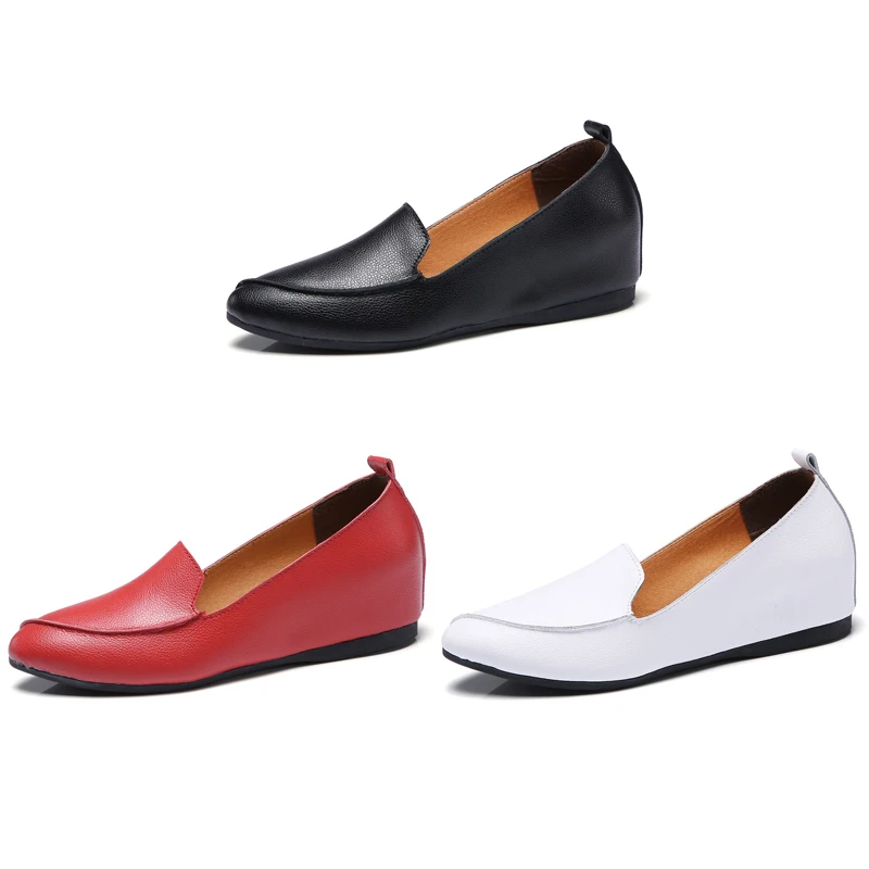 Женские туфли из спилка EOFK с круглым носком мягкие повседневные без застежек