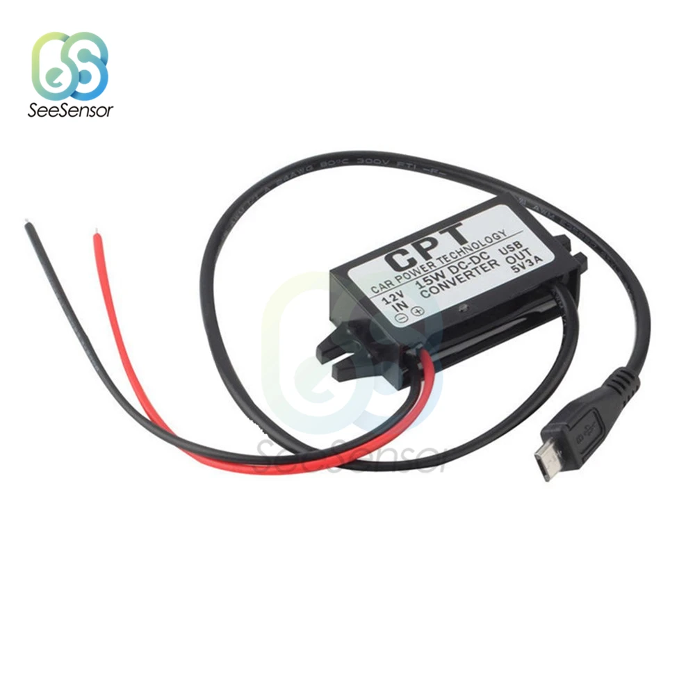DC/DC 12 В до 5 В 3A 15 Вт Micro USB автомобильный преобразователь питания понижающий регулятор понижающее напряжение питание выходной адаптер низкое тепло