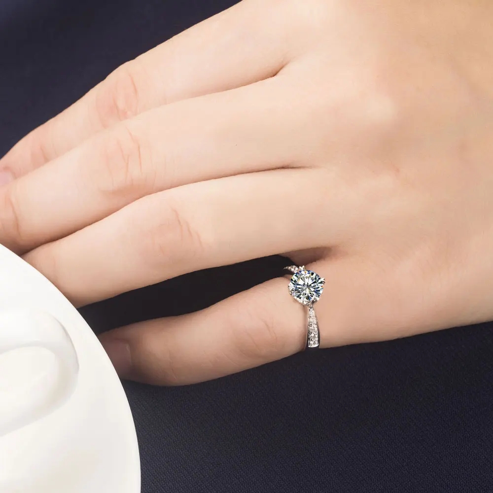 

Lovely Style 1Ct VVS1 Moissanite Female Marriage Ring Test Positive Solid 18K White Gold Fine Jewelry Ring For Women Birthday