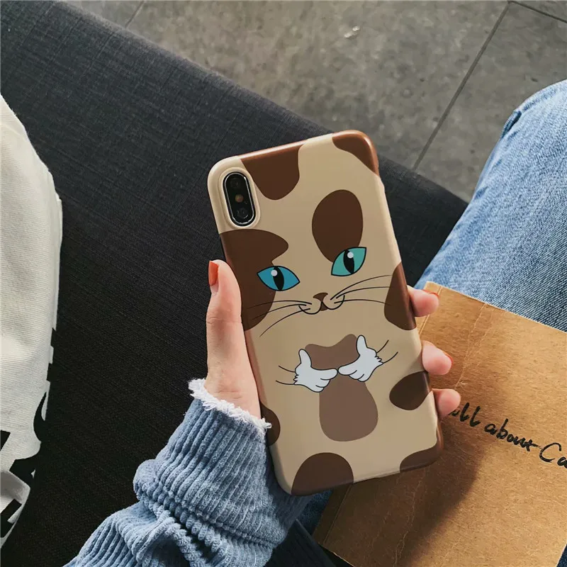 Прекрасный кот шаблон чехол для iPhone X XR XS Max Чехлы 7 8 6 S Plus глянцевый мягкий