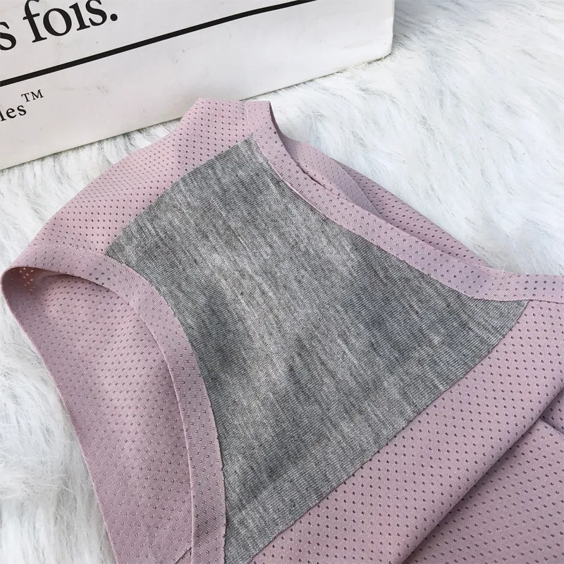 

5 pieces of ice mesh hole one-piece seamless breathable underwear large size solid color ladies briefs breathable antibacterial