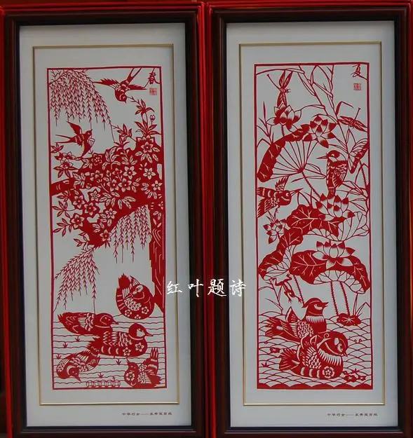 ZR handmade paper-cut crafts traditional paper-cutting spring summer autumn and winter present free shipping |