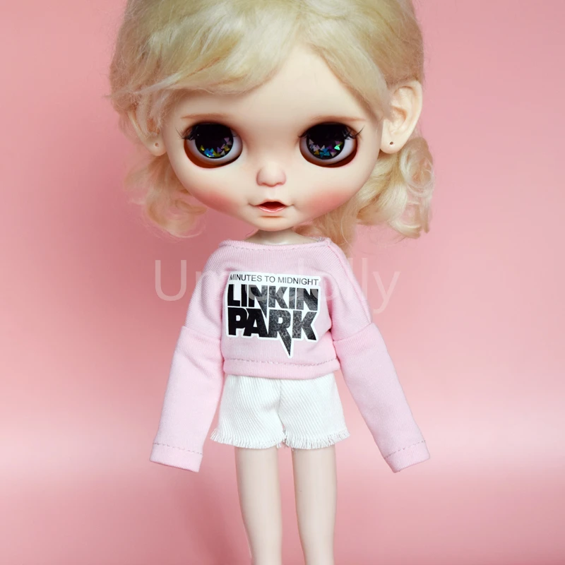 1 комплект модной одежды для кукол Blyth 1/6 розовая футболка + белые шорты Barbies Azone