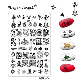 Finger Angel 1 шт. штамповочные пластины для ногтей штамп изображения Рождественский мультфильм дизайн 9,5*14,5 см Снеговик Снежинка DIY Дизайн ногтей шаблон - Цвет: MR-01