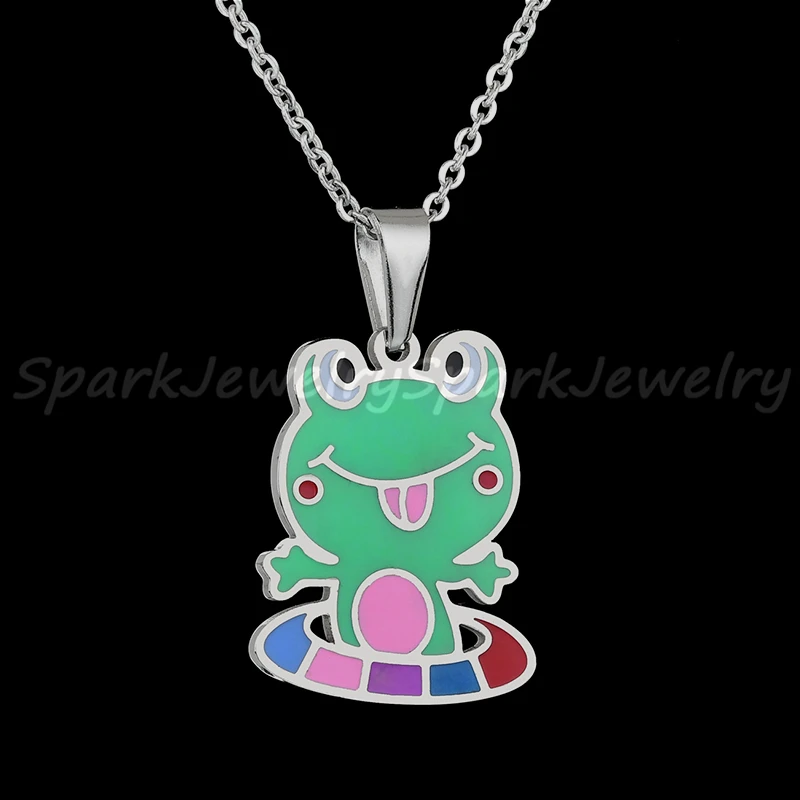 Милое ожерелье лягушка из нержавеющей стали с накидкой забавное подвеской в виде
