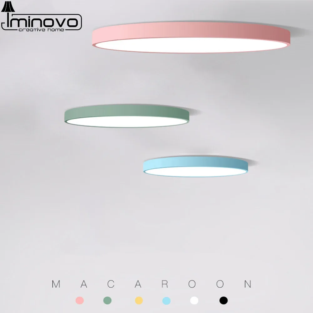 Lámpara de techo LED Macaron, Panel moderno, accesorio de iluminación redondo, Control remoto, montaje en superficie, dormitorio, sala de estar