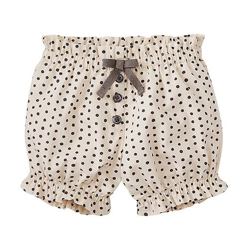 

Шорты детские хлопковые трикотажные в горошек с бантом на резинке