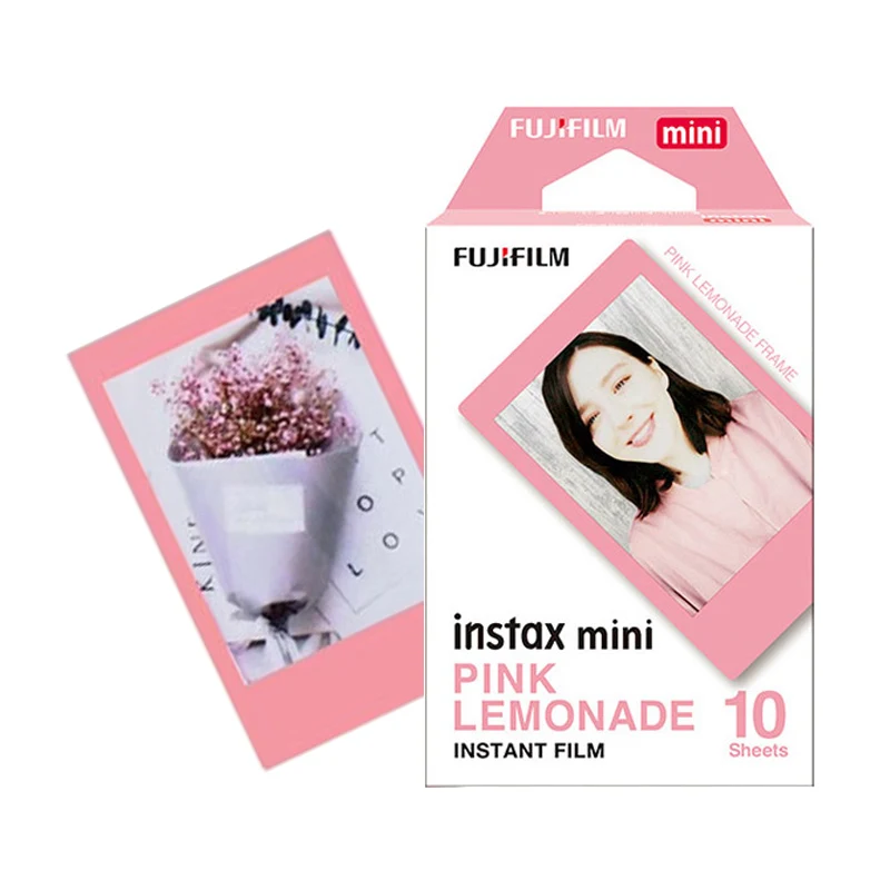 Pink Lemonade Подлинная Fujifilm Instax Mini 8 9 цветная фотобумага 10 шт. для Fuji 9 8 7s 50 90 25 70 Share SP-2 SP-1 Liplay мгновенная камера - Цвет: Pink Lemonade
