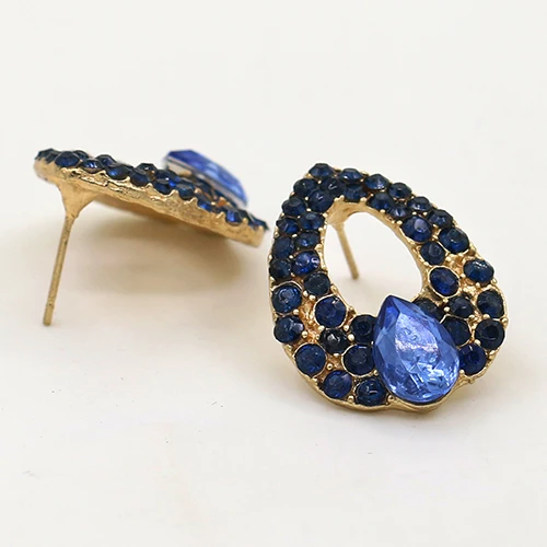 Роскошные темпераментные женские серьги с синими кристаллами гвоздики в форме