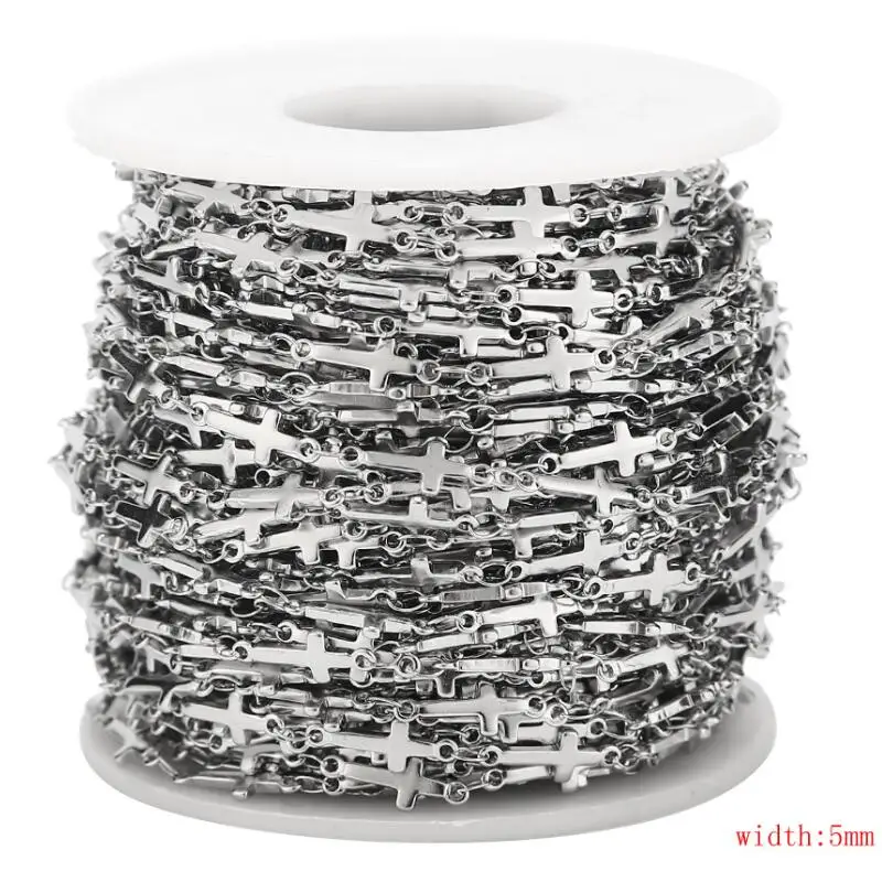 5mm 5 мм Ширина нержавеющей стали крест звенья цепи для DIY Изготовление браслета ожерелья 5 м - Цвет: 5mm