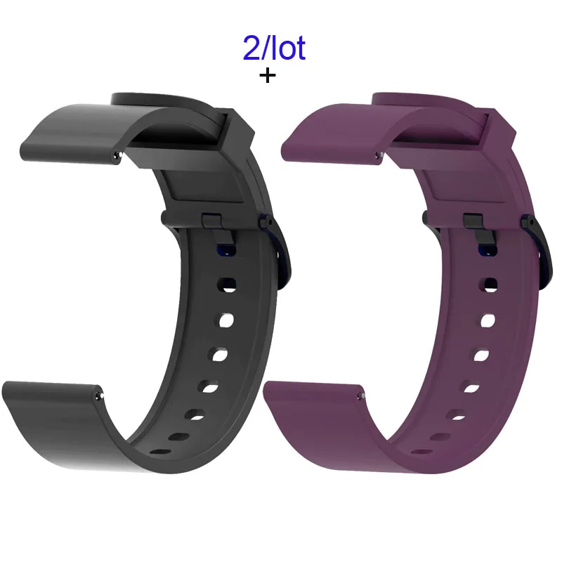 Black-Purple Для Xiaomi Amazfit GTS браслет Amazfit Bip ремешок для часов Amazfit GTR 42 мм силиконовый ремешок для часов - Цвет: Black-Purple