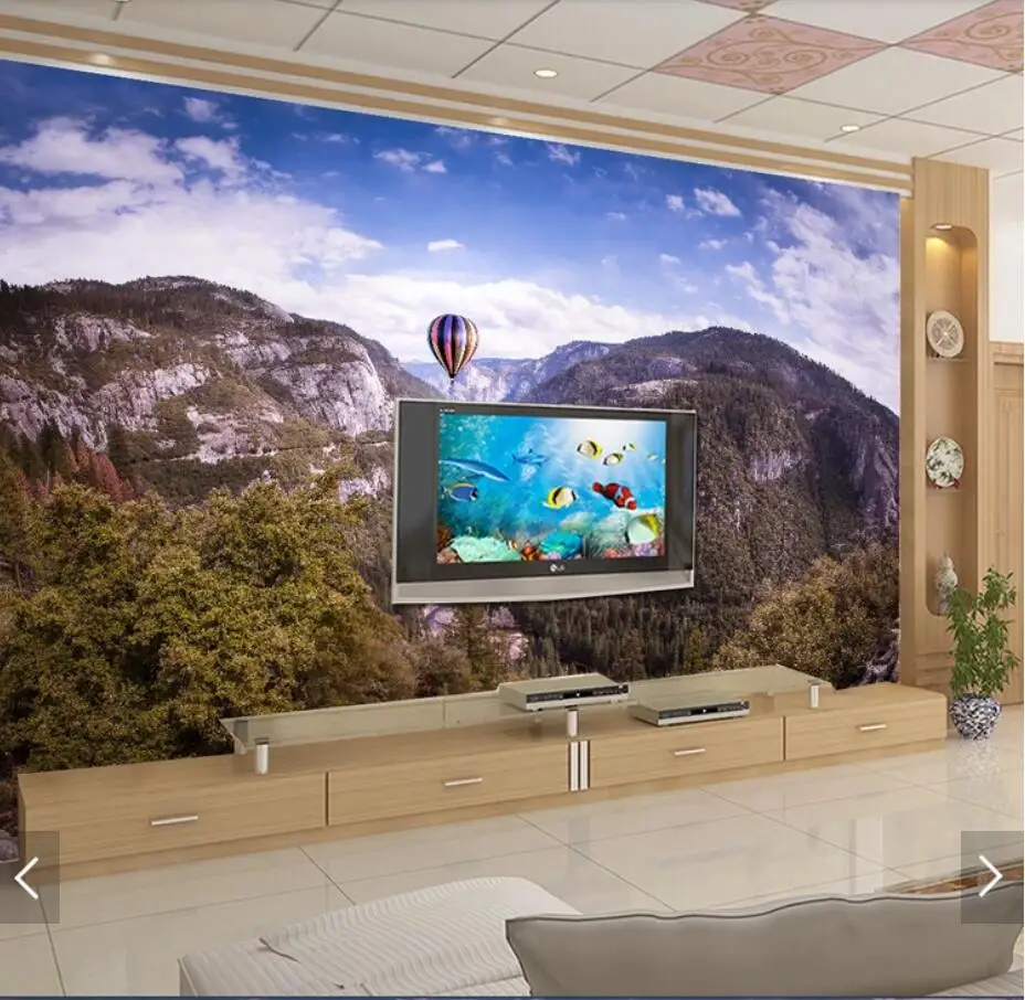 

Modern Nature Landscape Mountain Forest Cloud Wallpaper Mural Photo Wall Paper for Sofa TV Backsplash Balloons Wall Mural Decals