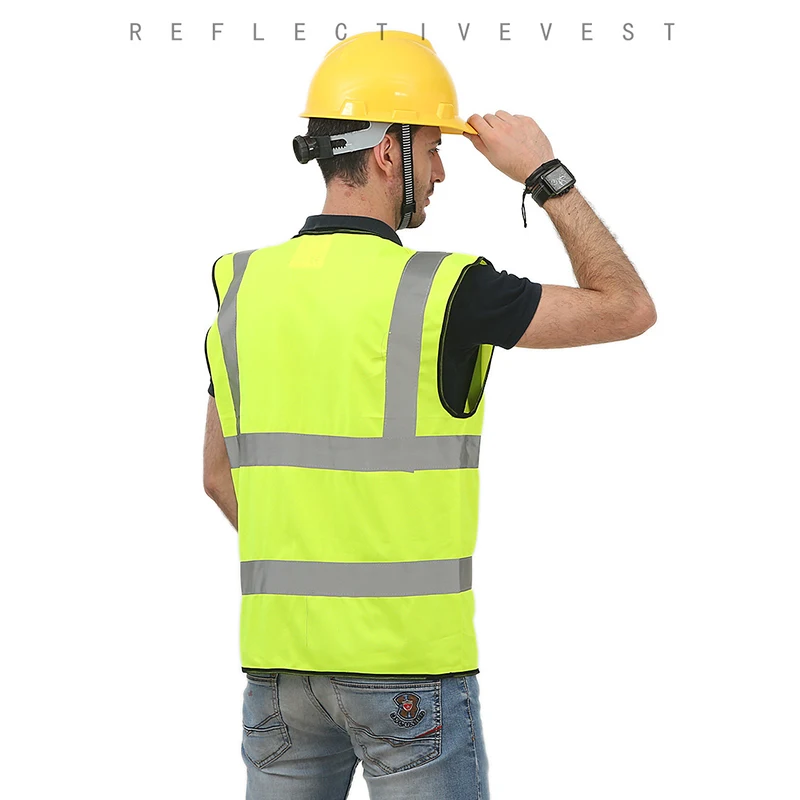 Unisex High visibility reflective safety vest work multi pockets wear waistcoat men | Безопасность и защита