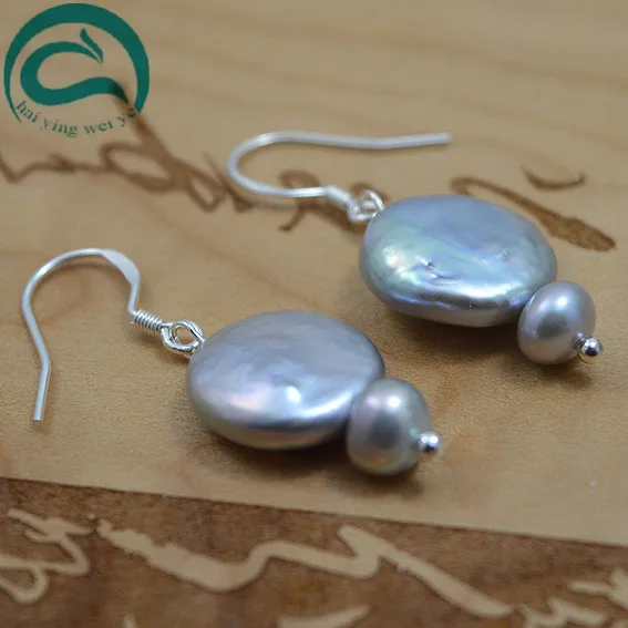 

Gary Natural Pearl Earrings 6-14mm Big Size Round And Coin Freshwater Drop Pearl Earrings 925 Silver Fine Jewelry Gift For Women