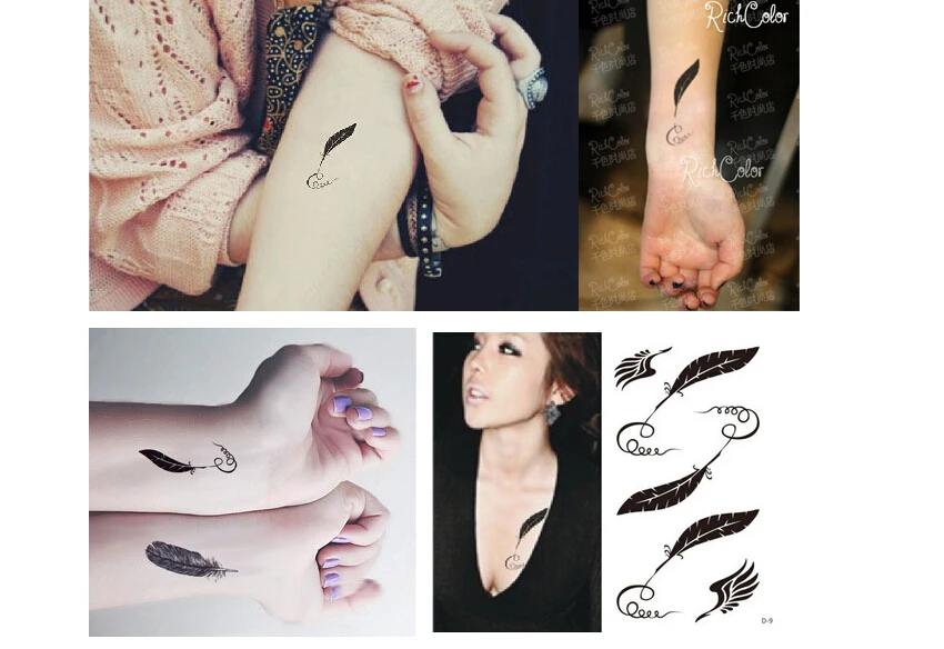 Bittb 5 шт Ретро перо шаблон Временные татуировки стикер водонепроницаемый