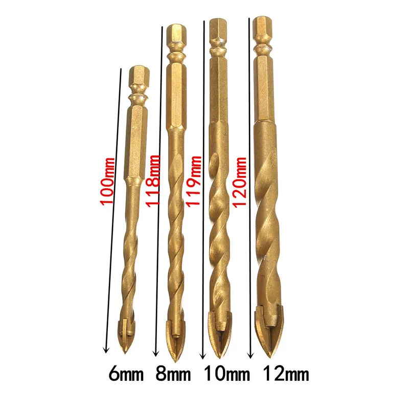1PC Titanium Tungsten Carbide Tile Glass Cross Spear Head Drill Bits For Masonry Drilling Durable 6/8/10/12mm | Инструменты
