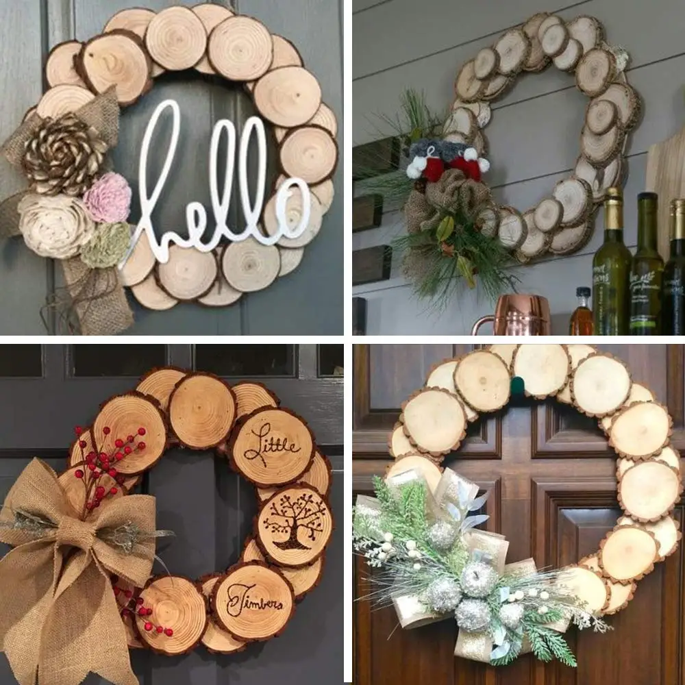 5 шт. необработанные натуральные круглые деревянные ломтики круги с деревом лай