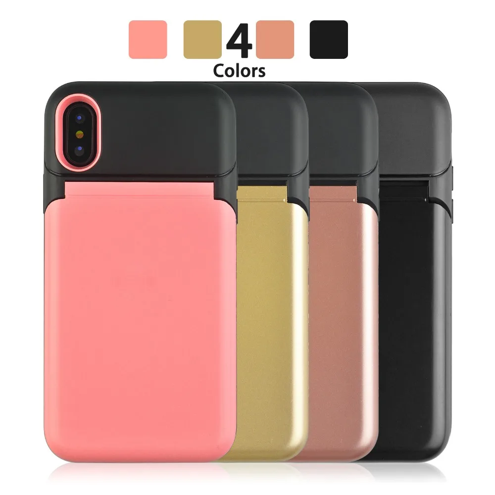 VRSDES Case for iPhone 7 8 7plus 8plus Credit Card Flip Mirror Wallet Women Makeup Cover For iphone X 6s Plus |